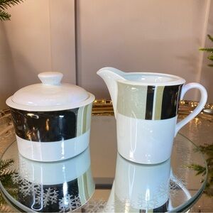 Modern Studio Nova HIGH SOCIETY Black and White Ceramic Creamer and Sugar Set